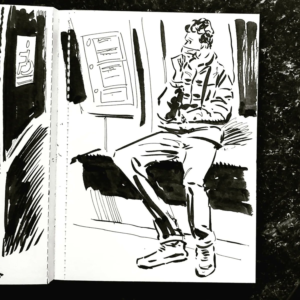 DavidFrankum's tweet photo. Underground passenger No.3
@TfL #sketch #sketchdrawing #drawing #draw #doodle #ink #inkdrawing #lineart #lifedrawing #figuredrawing #pen #penandinkdrawing #blackandwhite #artoftheday #art #artwork #artist #illustration #reportage #people #drawingpeople #wellbeing #reportage https://t.co/SnpFGHLNPH