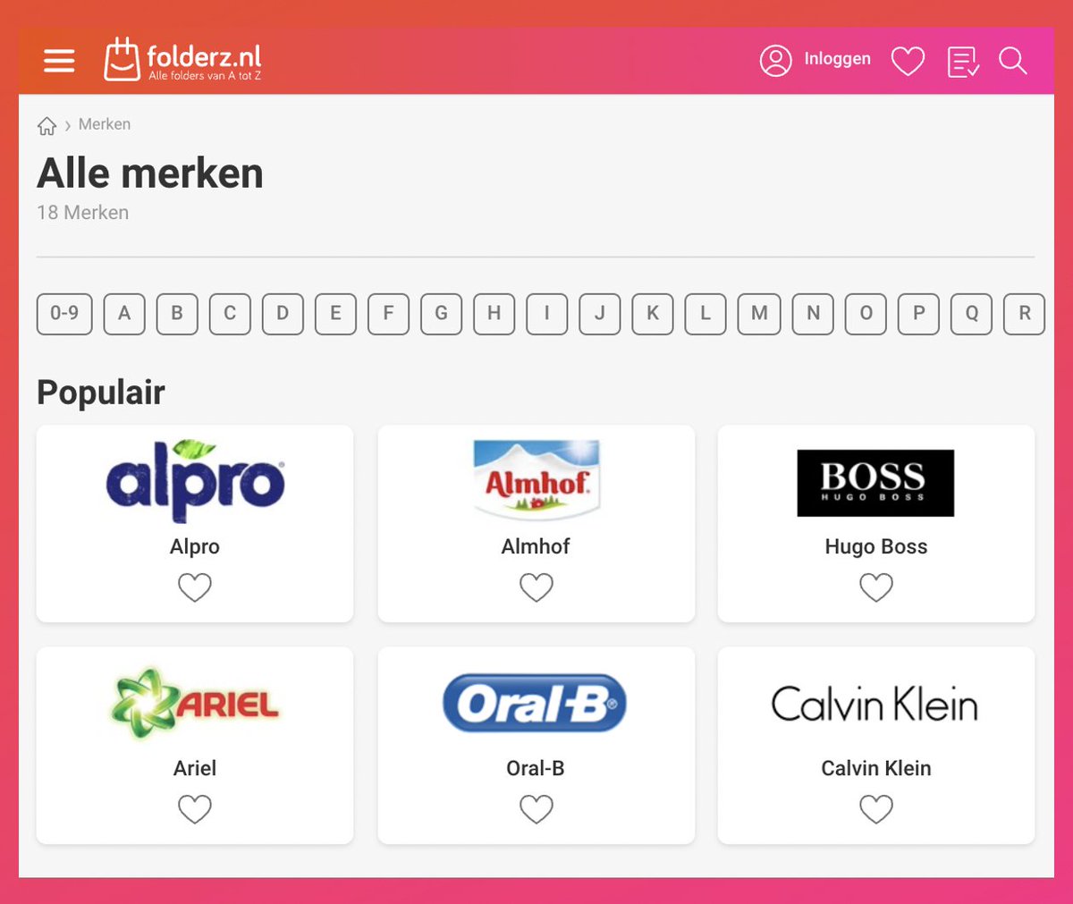 Bij Folderz kan je zoeken op merk, dus kan je bijvoorbeeld vinden bij welke winkel jouw favoriete <a href="/Alpro/">Alpro</a> in de aanbieding is. Ga snel naar folderz.nl/merken 😍