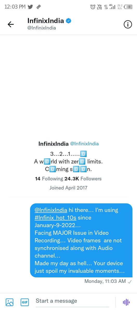 sumendu_lfm's tweet photo. @InfinixIndia Wow.... No response at all... https://t.co/RoO11cKnnO