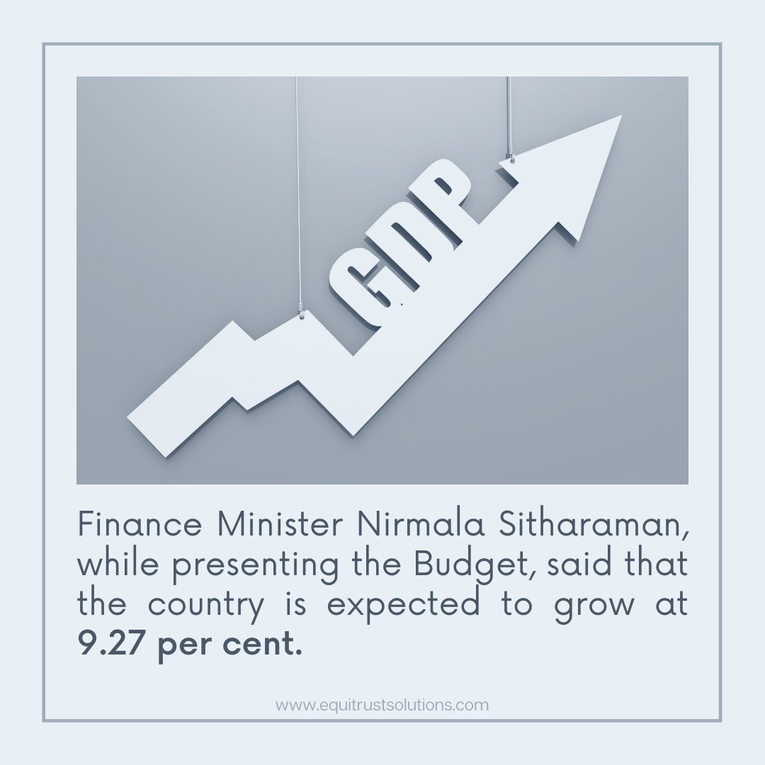 Equitrust_'s tweet image. Post-pandemic GDP growth expected at 9.27%, one of the fastest rates among major economies.

Get all the LIVE #Budget updates with ET in this thread. 

#BudgetExplained #BudgetBytesByET #BudgetSession2022