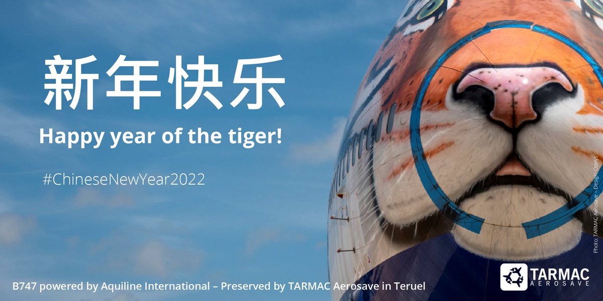 TarmacAerosave's tweet photo. [#ChineseNewYear2022] 新年快乐
Happy year of the tiger to our valued Chinese customers and partners!
We look forward to make roaring again the aircraft we carefully store! 🐯

#AircraftStorage #AircraftMaintenance #AircraftCare #ReturnToService #TransitionExpert https://t.co/DLKHGpMCeA