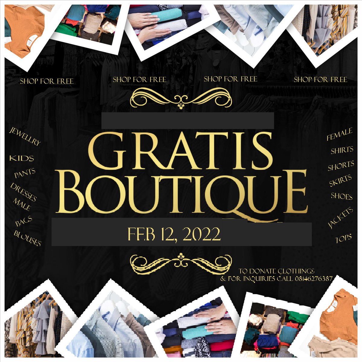 valuesandvices's tweet photo. @LayomiOmowunmi Hi @LayomiOmowunmi we would be having a Gratis Boutique market day on the 12th of Feb, the Gratis Boutique is an initiative that allows people buy new/neatly used clothes for FREE, you are welcome to participate and get some good clothes for yourself. https://t.co/2pdRgfBA3d