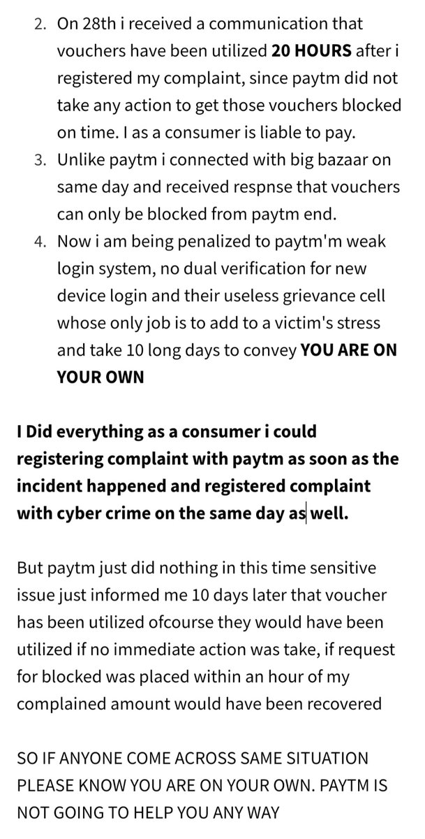 chhavigoyal83's tweet photo. @Paytmcare @vijayshekhar @SridharVarun @PaytmMoney 

Ticket Id: 22059304142

Please be aware of paytm's lack of grievance mechanism. Customer care do not reply to our queries, jusy give generic response to our concerns. PLEASE KNOW YOU ARE ON YOUR OWN paytm doesn't help at all. https://t.co/n5Ug9FhJ3R