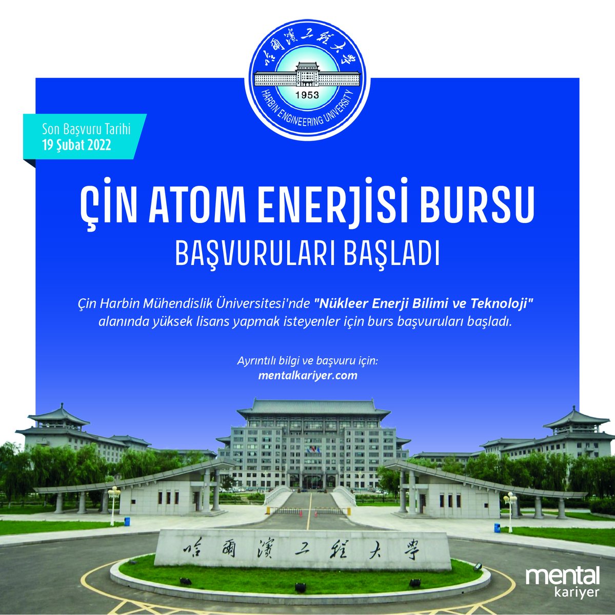 Çin Atom Enerjisi Bursu başvuruları başladı. 

"Nükleer Enerji Bilimi ve Teknoloji" alanında %100 burslu yüksek lisans yapmak isteyen öğrenciler için burs başvuruları başladı. 

Ayrıntılı bilgi ve başvuru için mentalkariyer.com 

Son başvuru tarihi 19 Şubat 2022