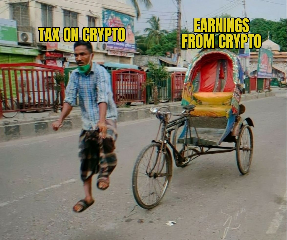 akkashh_'s tweet image. 30% tax on Crypto and NFT gains!
Loss cannot be set-off against any income.
Current market status be like: