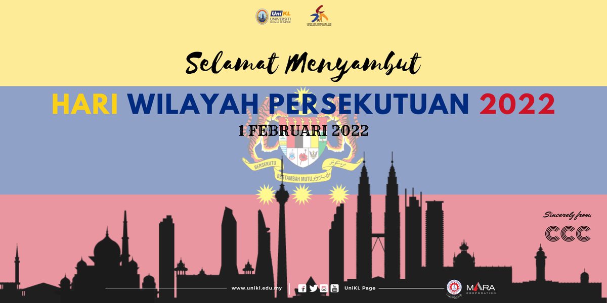 CCC_MIAT's tweet photo. Selamat Menyambut Hari Wilayah
Persekutuan! 🌺

Sejak 1974, 1hb Februari setiap tahun disambut sempena pembentukan 3 Negeri Persekutuan iaitu Kuala Lumpur, Putrajaya &amp; Labuan. 

Kami ingin mengucapkan selamat bercuti kepada semua yang bekerja di kawasan ini! https://t.co/W8QCrHtmbz