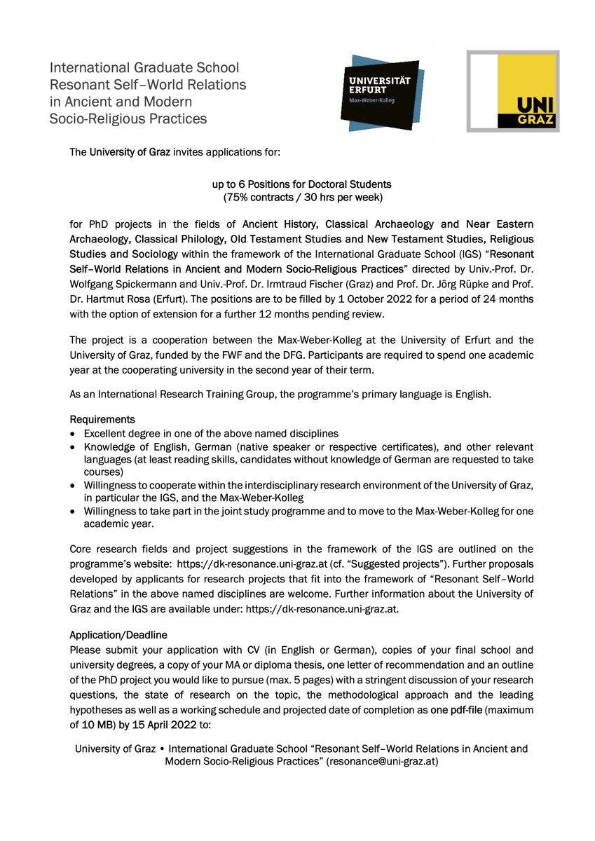 tspiritedhorse's tweet photo. Want to do a #PhD in #Aegean, #Cypriot or #NearEastern #archaeology? 6 funded position at Graz/Erfurt now open! https://t.co/FKk4hLGdZy #Mesopotamia #WesternAsia Please share! https://t.co/g1te5MjiFP