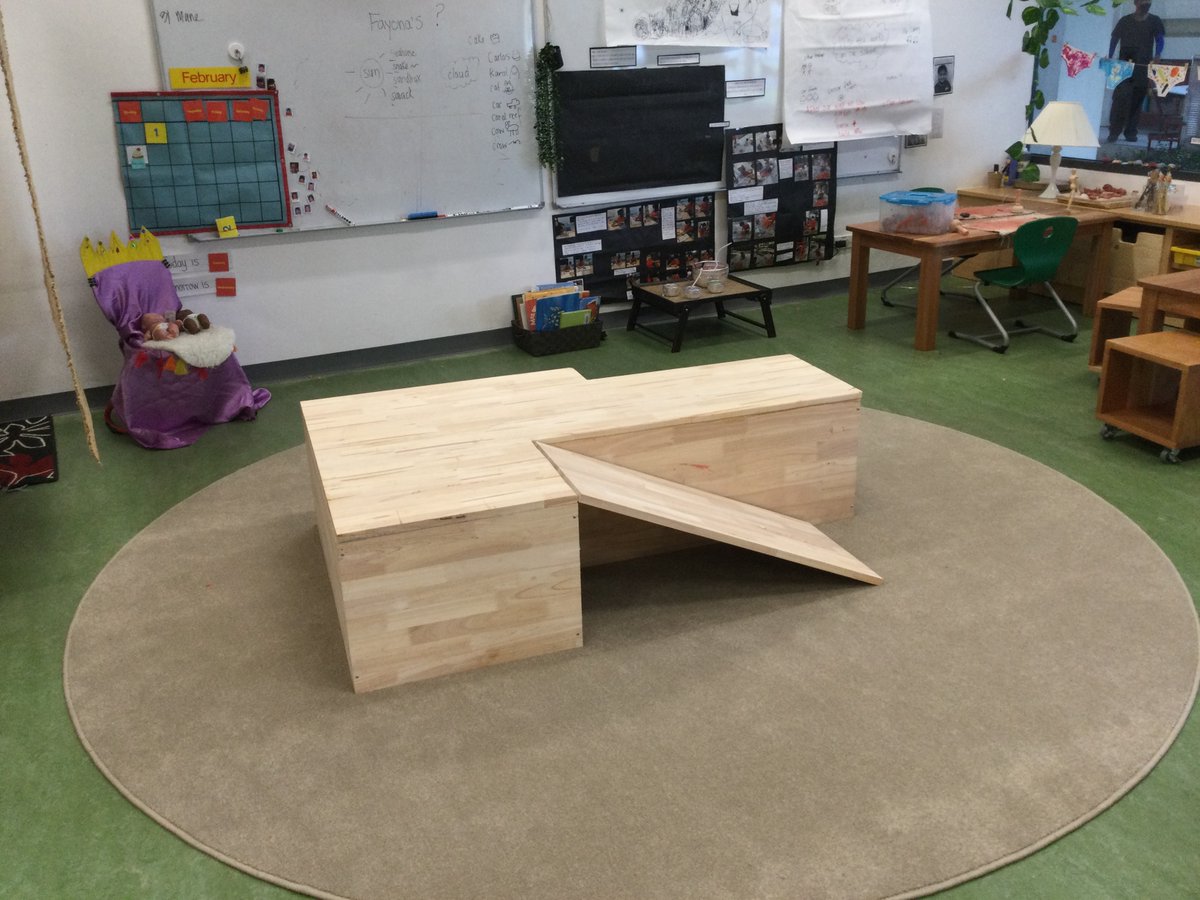 Community Design/Build Club making a stage for PreK2 students classroom. Nice work from prototype to final project!  #communityservice #CAS #makered #woodworking