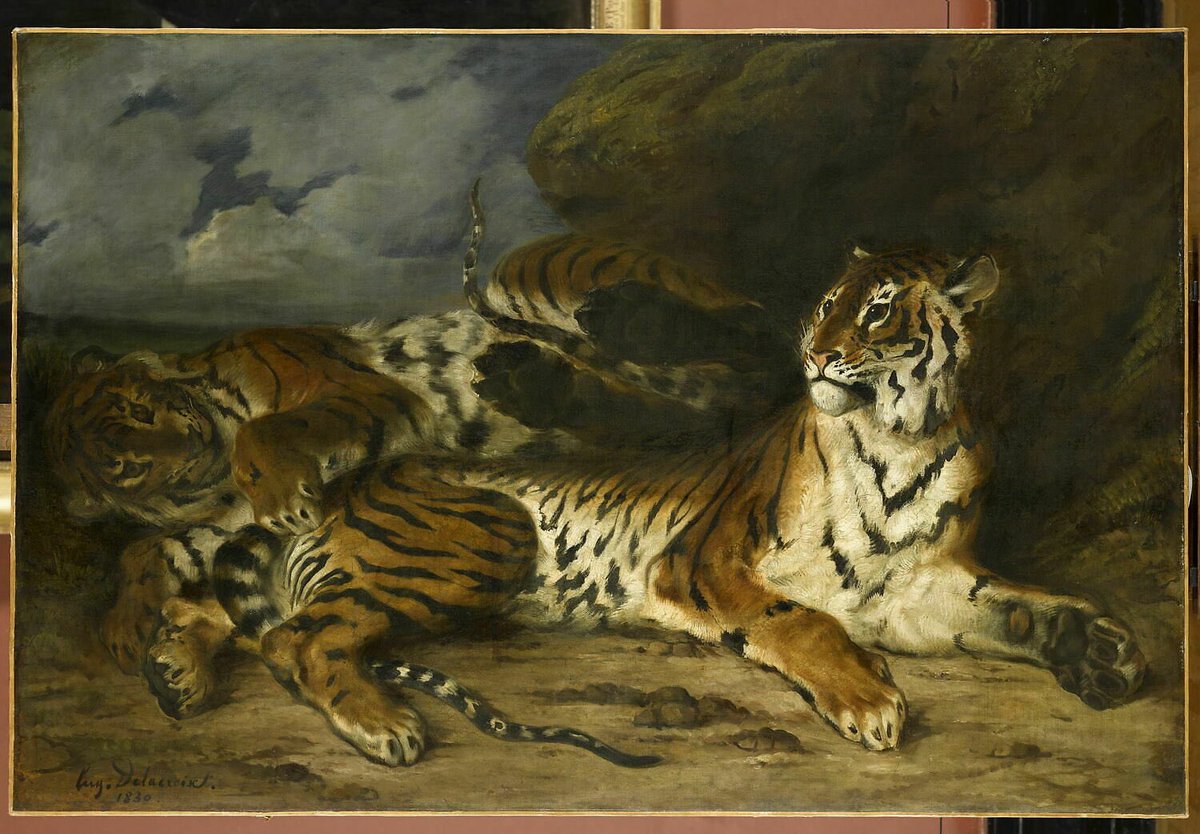 Belle et heureuse année du #Tigre avec #Delacroix @MuseeLouvre : Jeune tigre jouant avec sa mère dit aussi Étude de deux tigres, 1830 (Salon de 1831). 
#NouvelAnLunaire