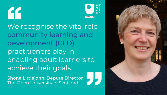 OUScotland's tweet photo. "We're excited to be working with partners to provide a workforce offer for the #CLD sector." says OUScotland Depute Director @shonalittlej in this new blog.
Includes a bespoke portal of #OUFreeLearning plus #microcredentials fully-funded by @scotgov π
https://t.co/QMxPSAojwr https://t.co/wIddVpfqcU