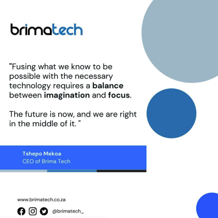 BrimaTech_'s tweet photo. “As an entrepreneur you need to cast your eye on both the future (the promise that new technology holds) and the past (the beauty and inspiration found in our past experiences).” - @tshepomekoa https://t.co/3UAueYcP3H