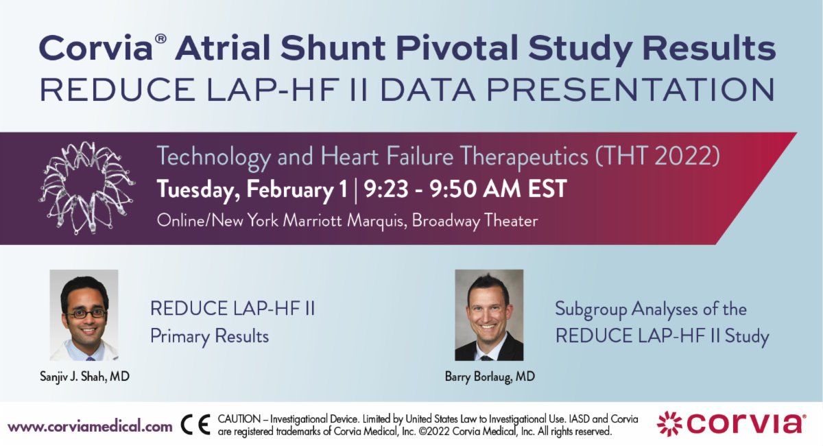 Don't miss out! Today, Drs. Shah & Borlaug will present the results of the REDUCE LAP-HF II #hfpef #atrialshunt study starting at 9:23am EST at #tht2022. 

Register for free here: conta.cc/3GQJoUE

#heartfailure #cardiotwitter #barryborlaug @hfpef