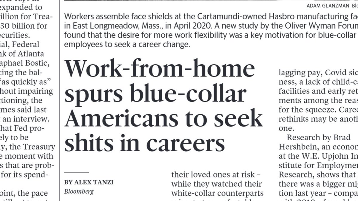 An unfortunate typo in today's <a href="/KCStar/">The Kansas City Star</a>. I know there have been significant changes in how Americans work. But has it really got this bad?