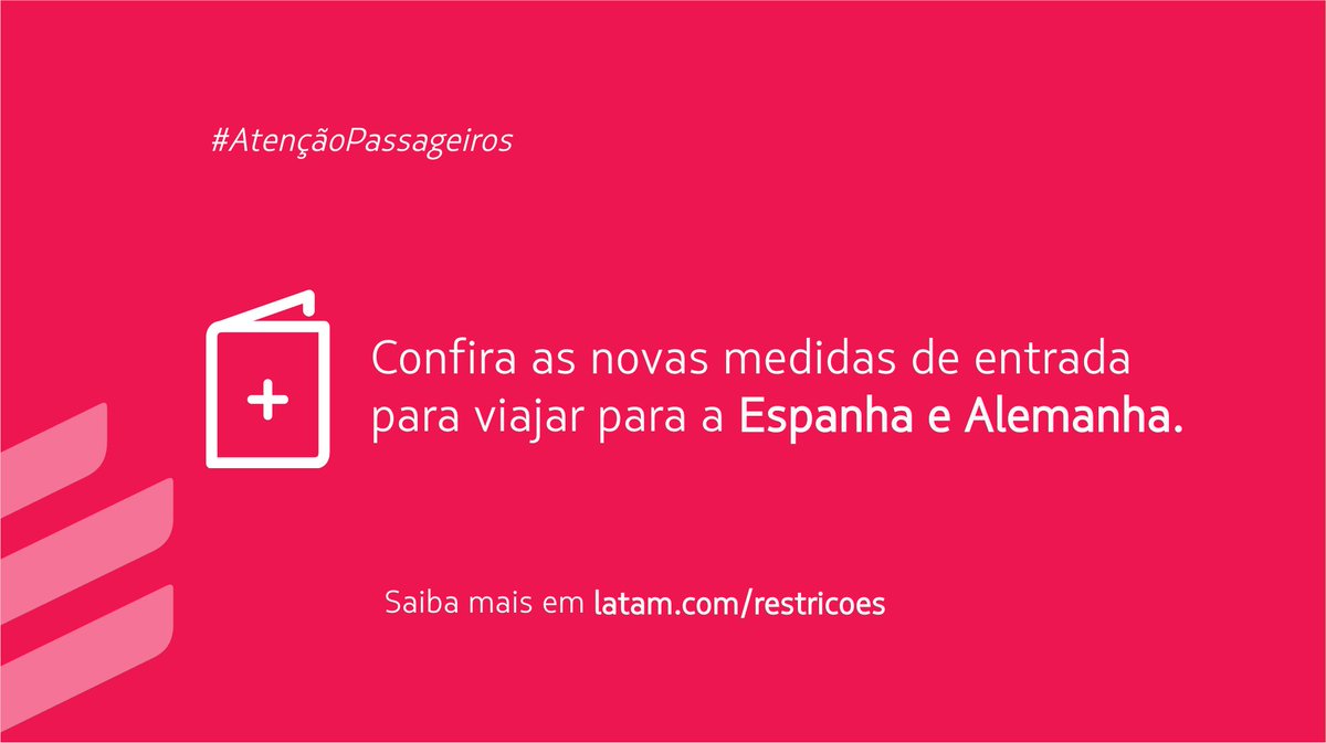 #AtençãoPassageiros: No dia 01/fev os requisitos para entrada na Espanha e Alemanha serão atualizados. Os certificados de vacinação com esquema primário (1 ou 2 doses) terão validade de 9 meses (270 dias).