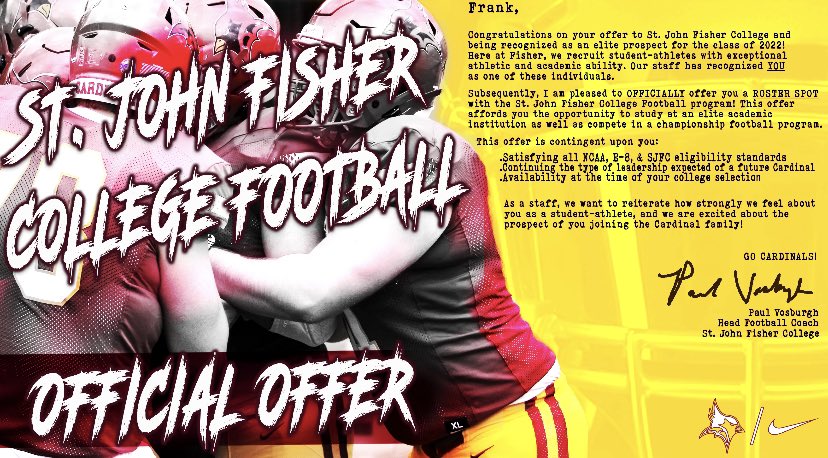 Blessed to recieve an offer from @SJFCFootball  thank you <a href="/chriskeyes16/">Coach Keyes</a> <a href="/CoachVosburgh/">Paul Vosburgh</a> <a href="/CoachBSchnell/">Coach Bryan Schnell</a>