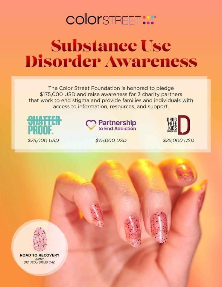 PDPsGifts's tweet photo. Today at 11:30 AM EST, Color Street is launching the Substance Use Disorder Awareness Campaign. The Color Street Foundation is honored to pledge a total of $175,000 USD to three organizations that provide information, access to resources, and support to those affected https://t.co/3sKT7sPGnc
