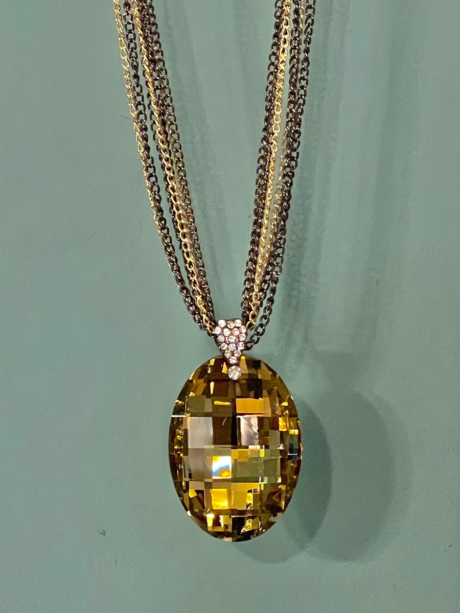 Multi-Strand Amber #StatementNecklace with #Amber #Crystal #Pendant. This Statement Necklace is Stunning! #statementjewelry etsy.me/3rj8S7Z