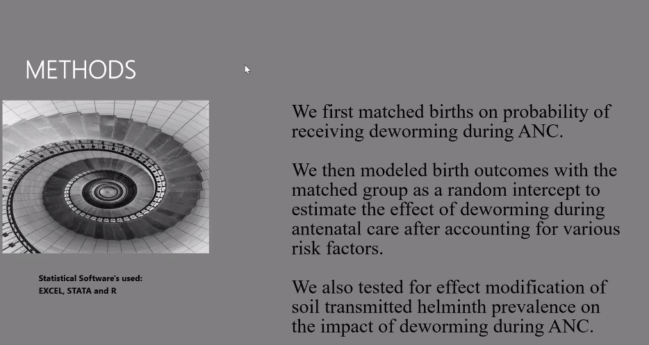 elimin8schisto's tweet photo. Dr Bhavneet Walia @SULernerCenter shares their research on the impact of deworming on #neonatal mortality & low birth-weight. They found that receiving deworming💊 during ANC reduced neonatal mortality by 14% 💪
#BeatNTDs #BeatSchisto #BeatSTH https://t.co/855AvAJzWw