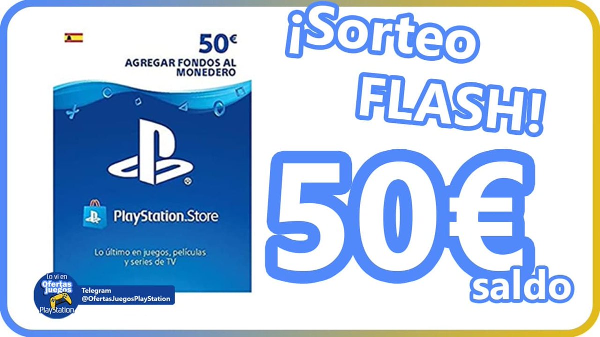 SORTEO FLASH

🎊50€ de saldo PSN🎊

✅Para participar solo:
🔹RT  y ❤️
🔹Sigue el Telegram OfertasJuegos PlayStation
t.me/OfertasJuegosP…