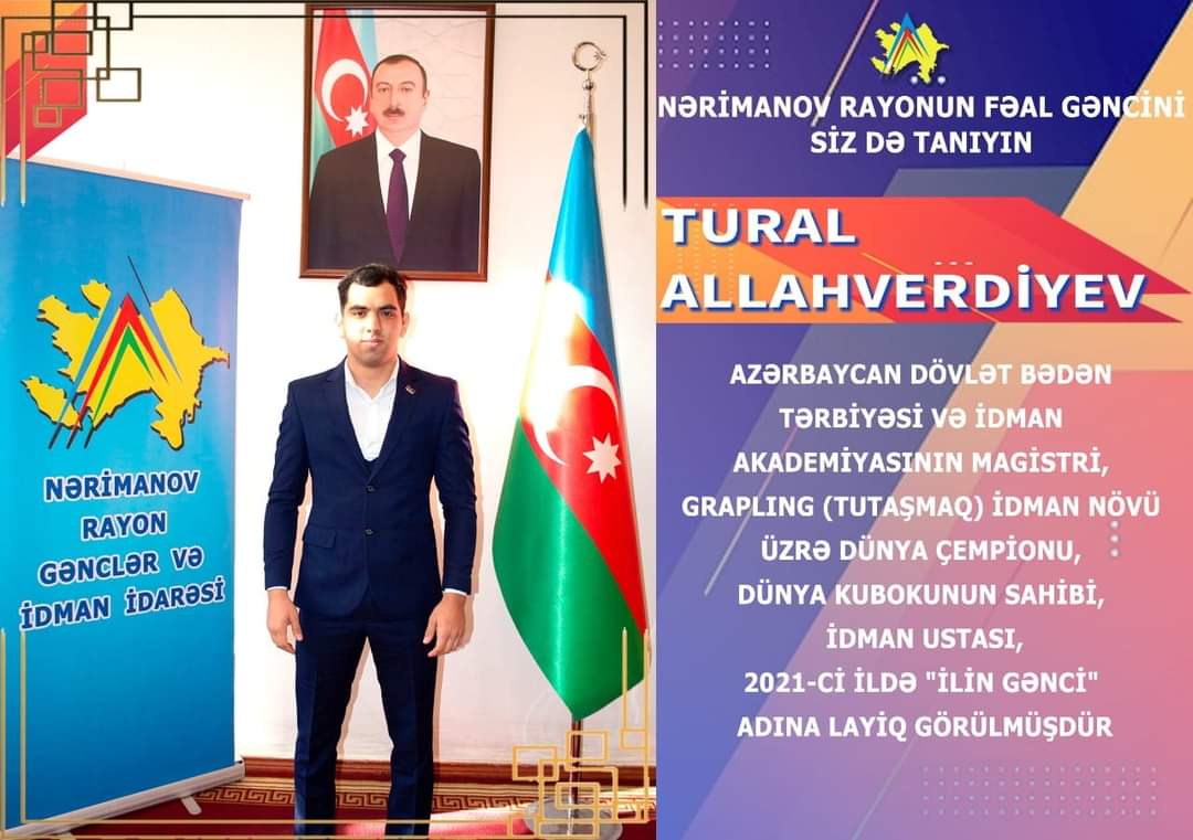 "Azərbaycan Gəncləri gününün 25 illiyi" 
(2 fevral 1997- 2 fevral 2022) münasibətilə fəal gənclərimizi tanıtma layihəsi.

Nərimanov rayonunun fəal gənclərini siz də tanıyın.

Tural Allahverdiyev 

#Gəncimizitanıyaq