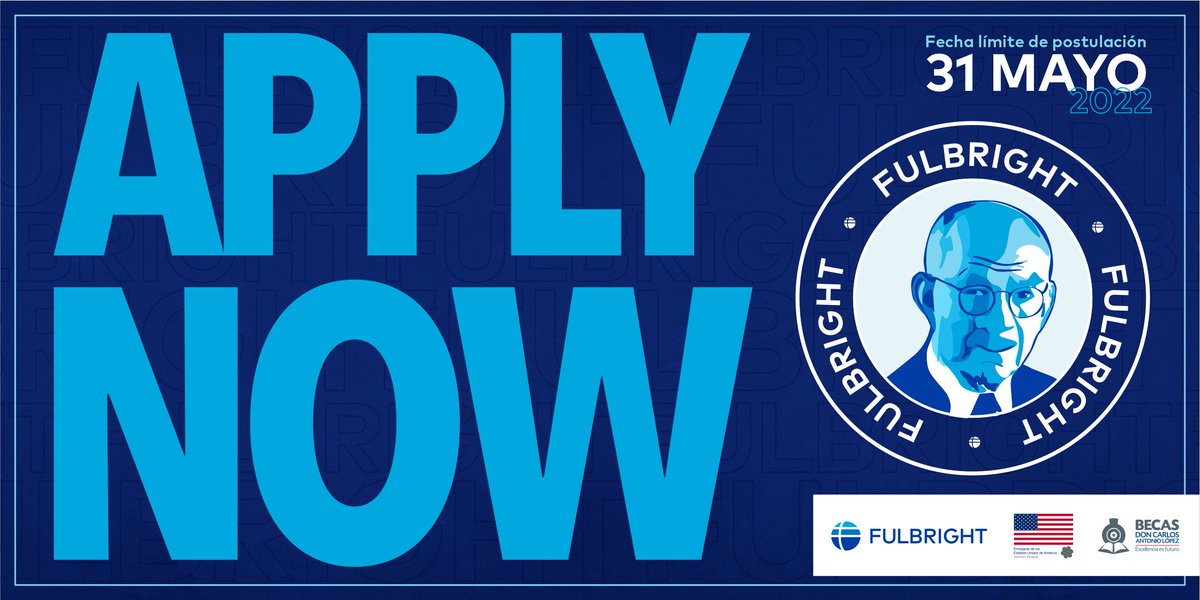 ¡Convocatoria abierta! Apply now! 😎👏🇺🇸
 
⏳ Fecha límite de postulación 31 de Mayo de 2022
Encontra toda la información sobre el programa, pasos para postular y mucho más en py.usembassy.gov/es 🤓✍️

#Fulbright #FulbrightCAL #FuturoBrillante