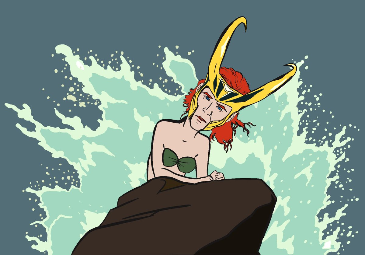 sofartandcomics's tweet image. With #Loki trending I thought I’d share my variant, #mermaid Loki #thelittlemermaid #disney #digitalart #artistsontwitter