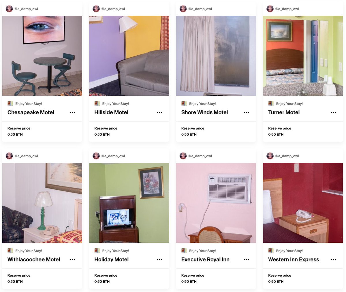 Wow! My first collection! Super excited to introduce “Enjoy Your Stay!” 🙃

foundation.app/collection/mot…