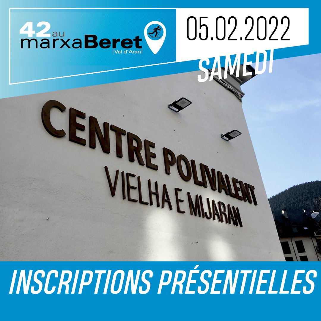 [AR]Inscripcions presenciaus: 5.02.22 en Centre Polivalent de Vielha📝
[CAT]Inscripcions presencials: 5.02.22 al Polivalent de Vielha📝
🇪🇸Inscripciones presenciales: 5.02.22 en el Centro Polivalente de Vielha📝
🇫🇷Inscriptions présentielles: 5.02.22 au Centre Polivalent de Vielha