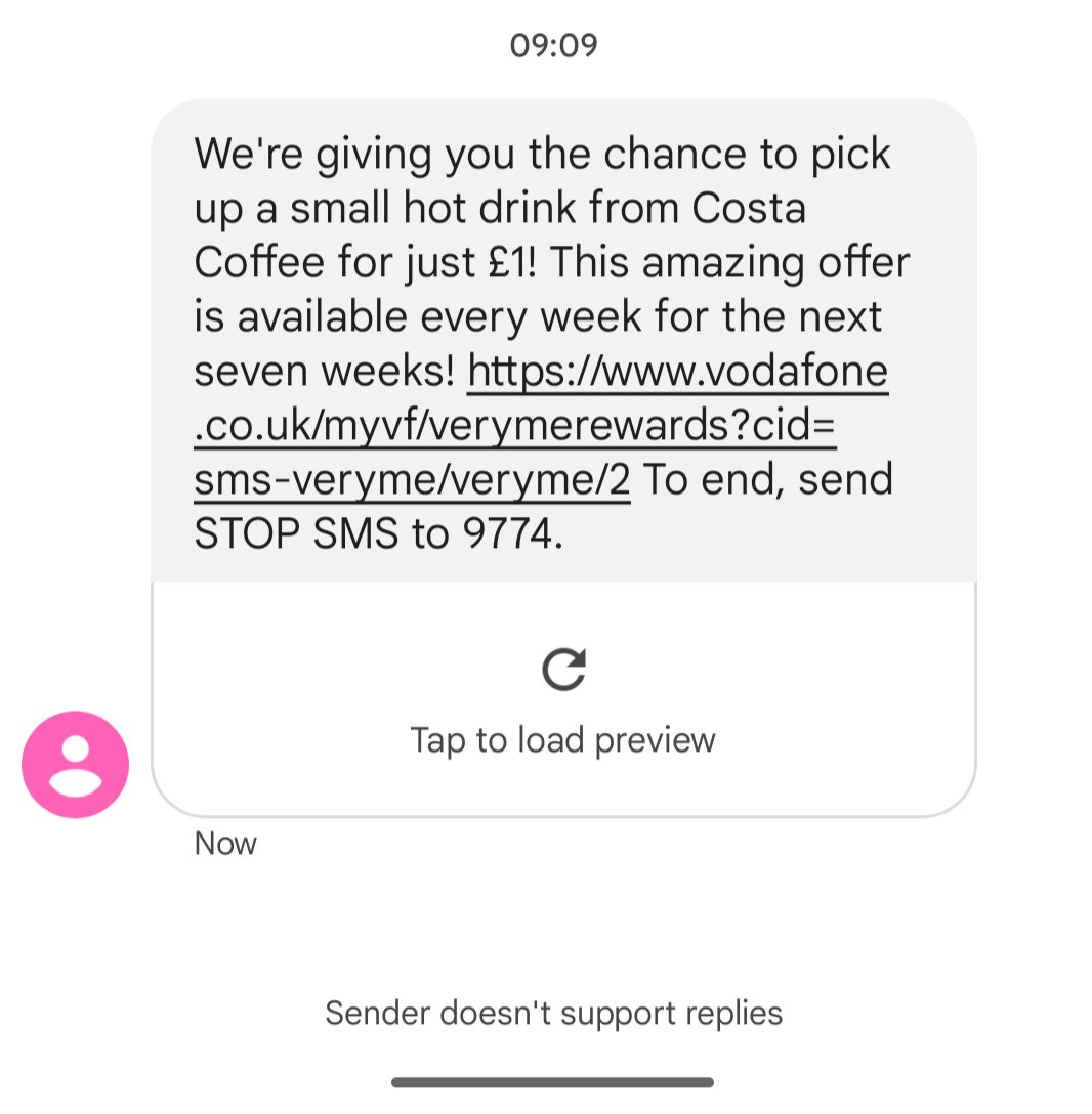 jamesthegrey's tweet photo. @VodafoneUK But why send me this SMS today then ?? https://t.co/3SBOpTYeGc