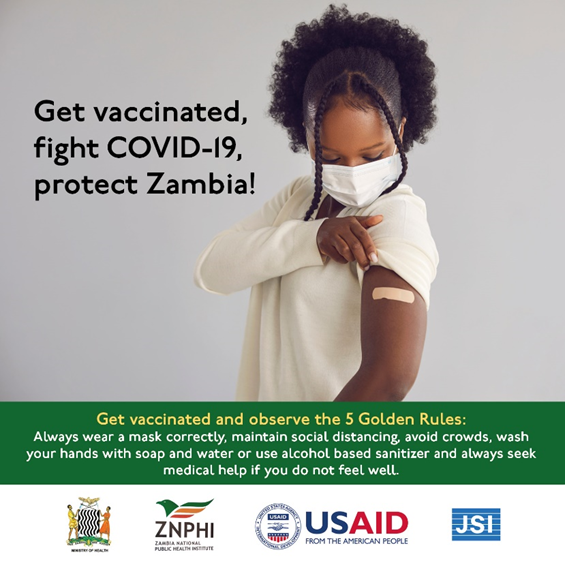 ZMPublicHealth's tweet photo. Happy February! Let’s continue working together to beat #COVID19. So this month, go and get vaccinated. Encourage your friends and family to do the same. Let's avoid getting infected and spreading #COVID19. Follow the #5GoldenRules and #GetVaccinated as soon as possible. https://t.co/gr9vdLLAH9