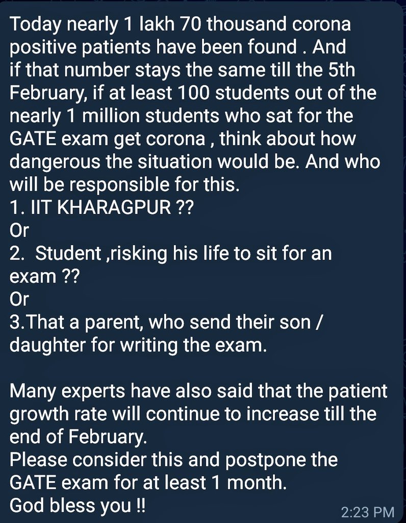 dentodontics's tweet photo. A Reasonable post &amp; request raised by an #GATE2022 Aspirant 
Questions asked who will be responsible for the risk of 8 to 9 lakhs student life @IITKgp @PMOIndia is taking by conducting this exam
On such demand of #PostponeGate2022 #postponegate2022 #delayGATE22 
@sushant_says https://t.co/wx3xhcWahA