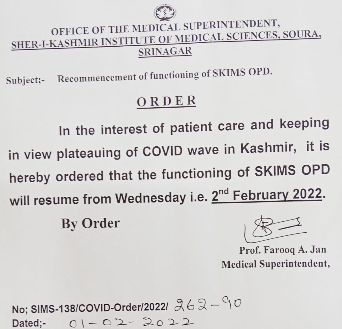 LNNNewsReport's tweet photo. OPD services to resume at SKIMS Soura from tomorrow
 https://t.co/ghGMgD4lLQ https://t.co/SyqpSdsJBc