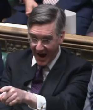 This was Rees-Mogg's reaction to Johnson's Savile smear against Starmer in the Commons yesterday, a moment when the mask of dignified, patrician gravitas slipped to reveal the 10 year old private schoolboy.