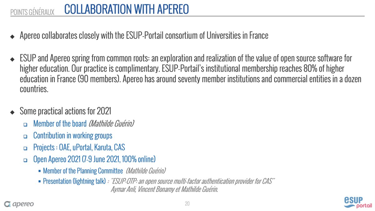 [LIVE] Petit focus sur la collaboration <a href="/EsupPortail/">ESUP-Portail</a>  <a href="/Apereo/">Apereo Foundation</a>  #esupdays33 #apereoparis22
