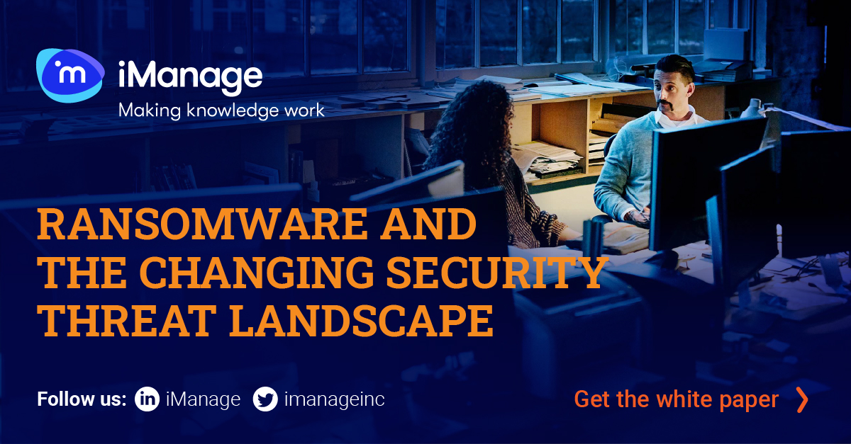 imanageinc's tweet photo. What do corporate legal professionals need to know about ransomware and how can firms do better in protecting themselves from this growing threat? Read our white paper to learn more: https://t.co/tKqET7oCi1

#Ransomeware #LegalDept #CLD #CorporateLegal #CloudSec #ITSec #CyberSec https://t.co/36AQxeA6mT