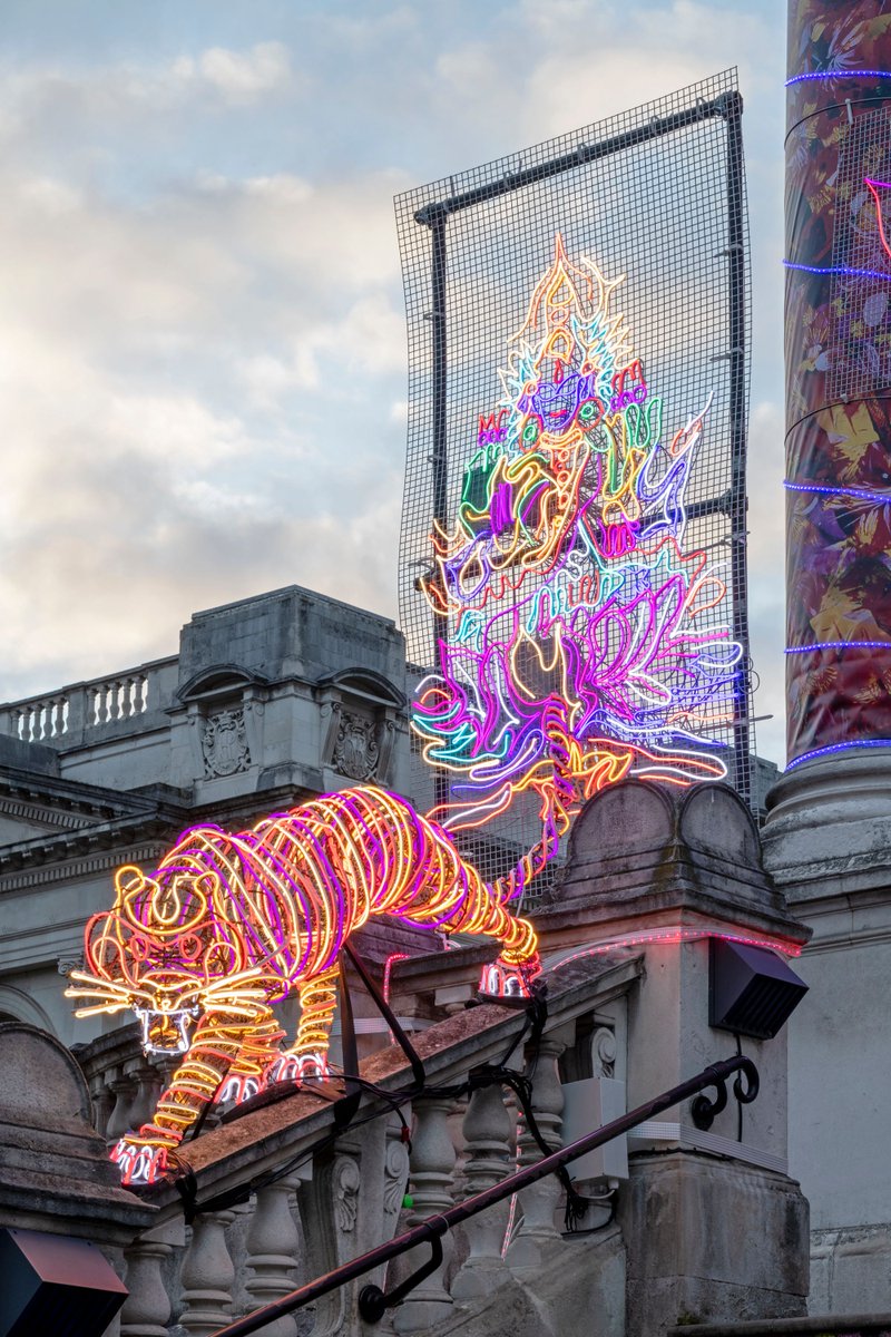 Happy #LunarNewYear!

2022 represents the #YearOfTheTiger, an animal that symbolises strength, power &amp; prosperity. 🐯 
​
​Here's #ChilaBurman's incredible neon tiger, who prowled down Tate Britain's steps during Burman's 2020 Winter Commission. 🐅 bit.ly/33OcjKZ