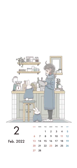 【2月カレンダー壁紙】
2022年2月のカレンダーです🐾
壁紙としてお使いください〜🐰🐰🐰 