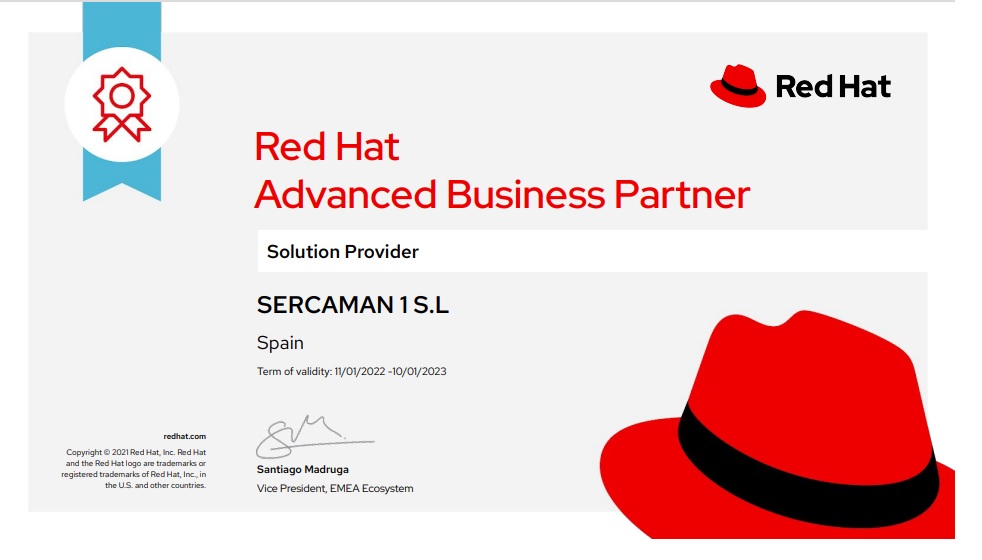 Orgullosos de poder hacer pública esta noticia y ¡de nuestro equipo! 👏👏👏👏👏
❗️Sercaman consigue el Advanced Business Partnership Certificate de Red Hat❗️