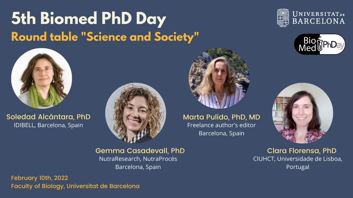 🔵 Meet our guests for the round table ‘Science and Society’, a debate in which we are going to question this relationship from the views of a panel of experts from different scientific sectors ⬇️
