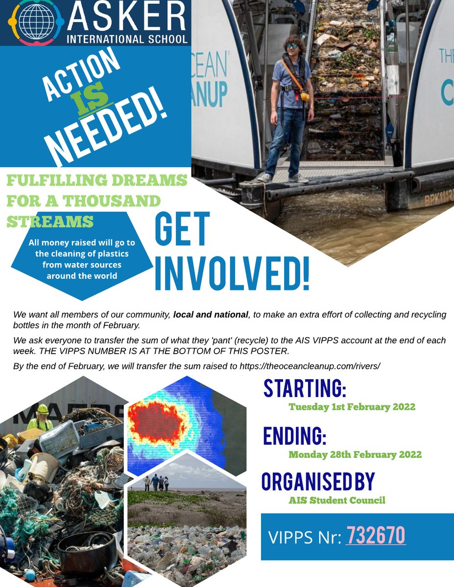 #FulfillingDreamsForAThousandStreams
The students at Asker International School wanted to start a #fundariser. This one is about the cleaning of fresh #water #sources around the world. We will drive this for the month of February. 
#school  #charity