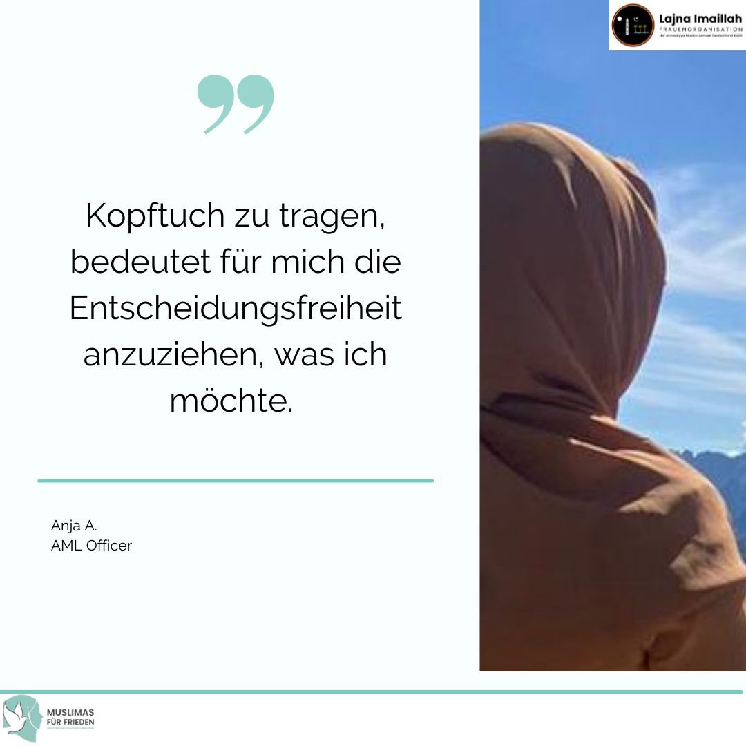 MuslimasDialog's tweet photo. Mein Kopftuch ist für mich eine persönliche Entscheidung, meine Religion auszuleben. Es 
ist kein politisches Symbol und keine Abgrenzung.
#AhmadiyyaFrauen #WeltKopftuchTag #WorldHijabDay #LajnaImaillah 
#MuslimasFuerFrieden https://t.co/NSu8cagQIn