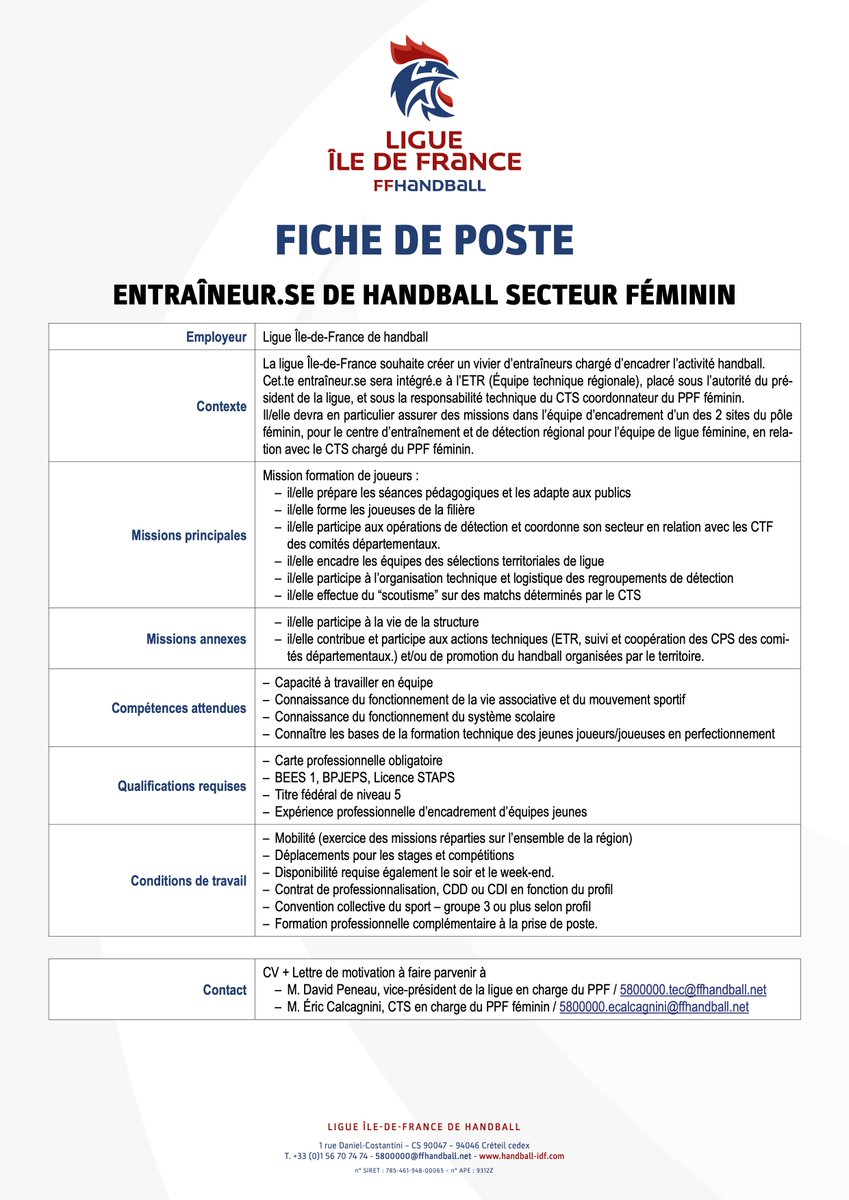 [recrutement]

La ligue Île-de-France souhaite créer un vivier d’entraîneurs chargé d’encadrer l’activité handball.
Plus d'info ⤵️