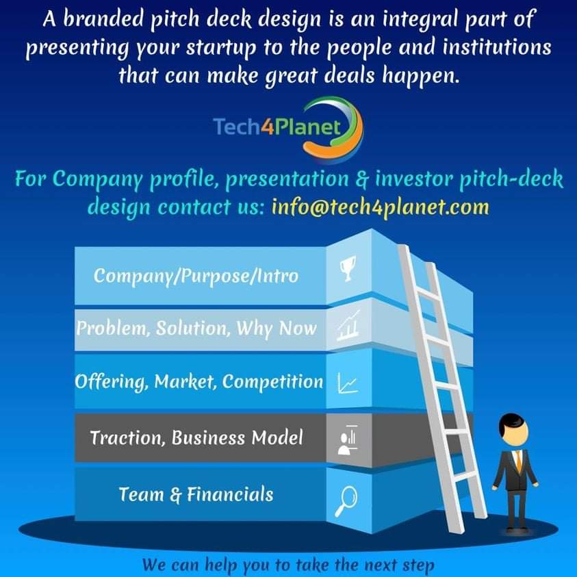 tech4planet's tweet photo. For #CompanyProfile, #Presentation &amp; #InvestorPitchDeck design contact us: info@tech4planet.com.
We help #Startups win their best investments through a well-researched, scientifically created pitch deck.

#startup #design #investments #innovation #Entrepreneurship https://t.co/G5m2DZvpYe
