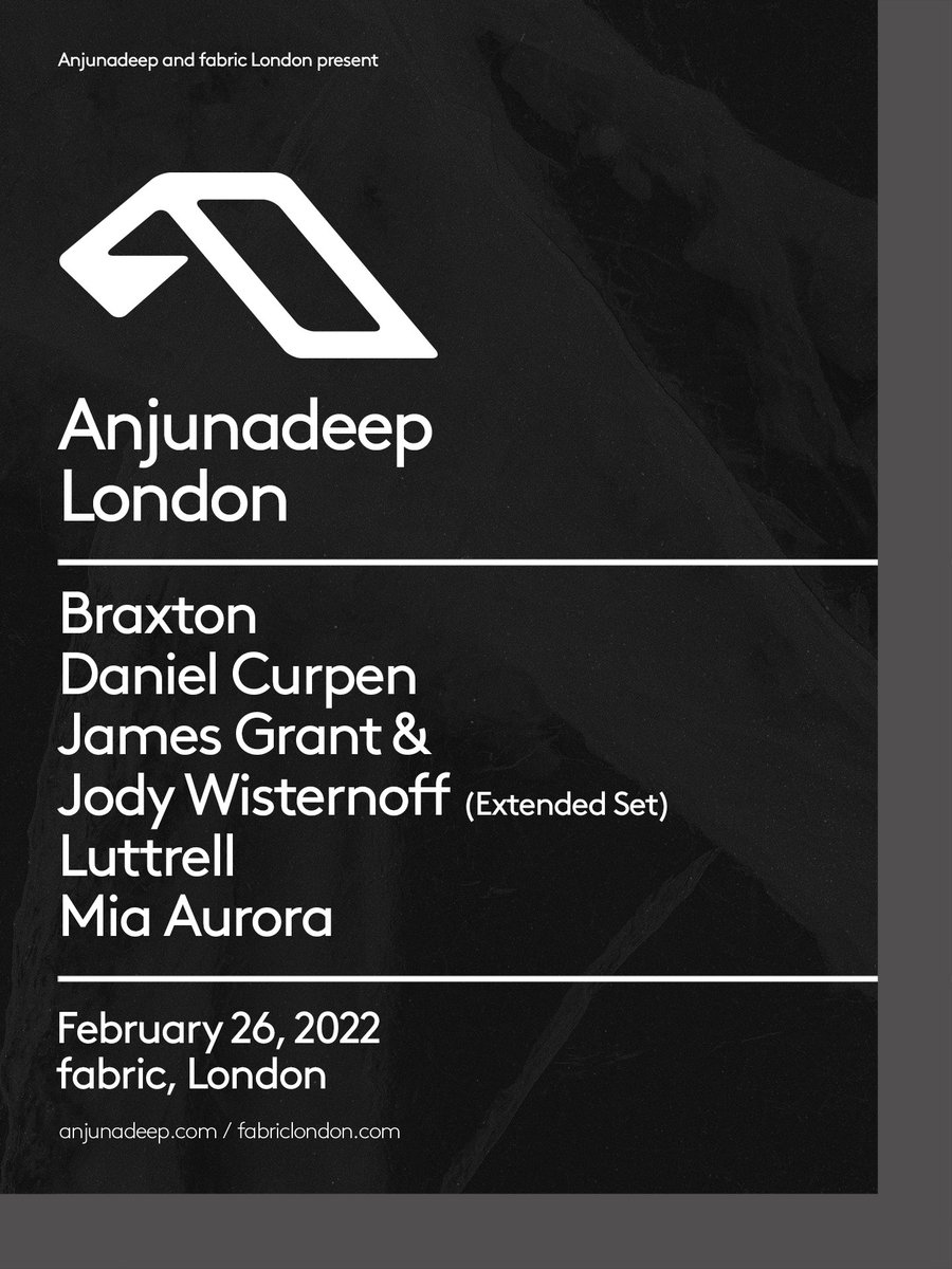 Just under a month to go until our @fabriclondon debut 🎉 We'll be joined by @luttrell_music, @braxtonofficial, @danielcurpen, Mia Aurora, and @jamesanjunadeep & Jody Wisternoff, who'll be performing an extended set! For all FAQs ➜ fabriclondon.com/faq
