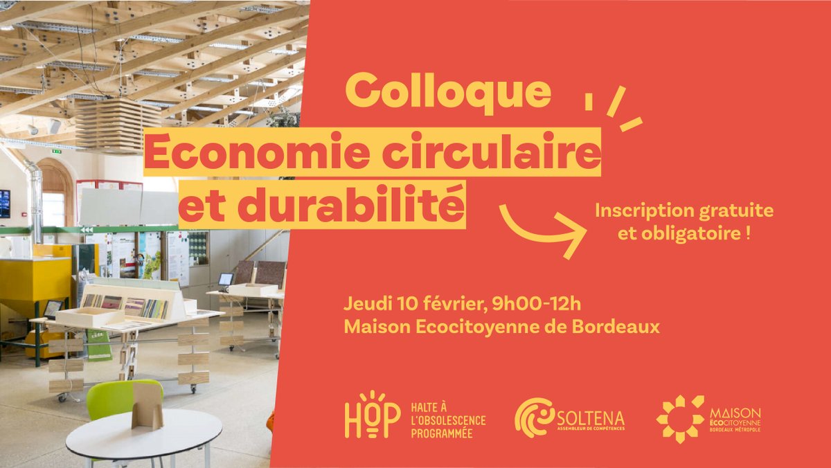 APESA (@apesa64) on Twitter photo âRĂ©paration, rĂ©emploi, Ă©co-conception... Les initiatives inspirantes se multiplient ! Le 10 fĂ©vrier, nous participons justement au colloque de <a href="/HalteOP/">HOP - Halte Ă l'obsolescence programmĂ©e</a> organisĂ© Ă la Maison Ă©cocitoyenne de #Bordeaux pour en parler đïž Inscription libre mais obligatoire đ s.42l.fr/CbetbKt5â âRĂ©paration, rĂ©emploi, Ă©co-conception... Les initiatives inspirantes se multiplient ! Le 10 fĂ©vrier, nous participons justement au colloque de <a href="/HalteOP/">HOP - Halte Ă l'obsolescence programmĂ©e</a> organisĂ© Ă la Maison Ă©cocitoyenne de #Bordeaux pour en parler đïž Inscription libre mais obligatoire đ s.42l.fr/CbetbKt5â