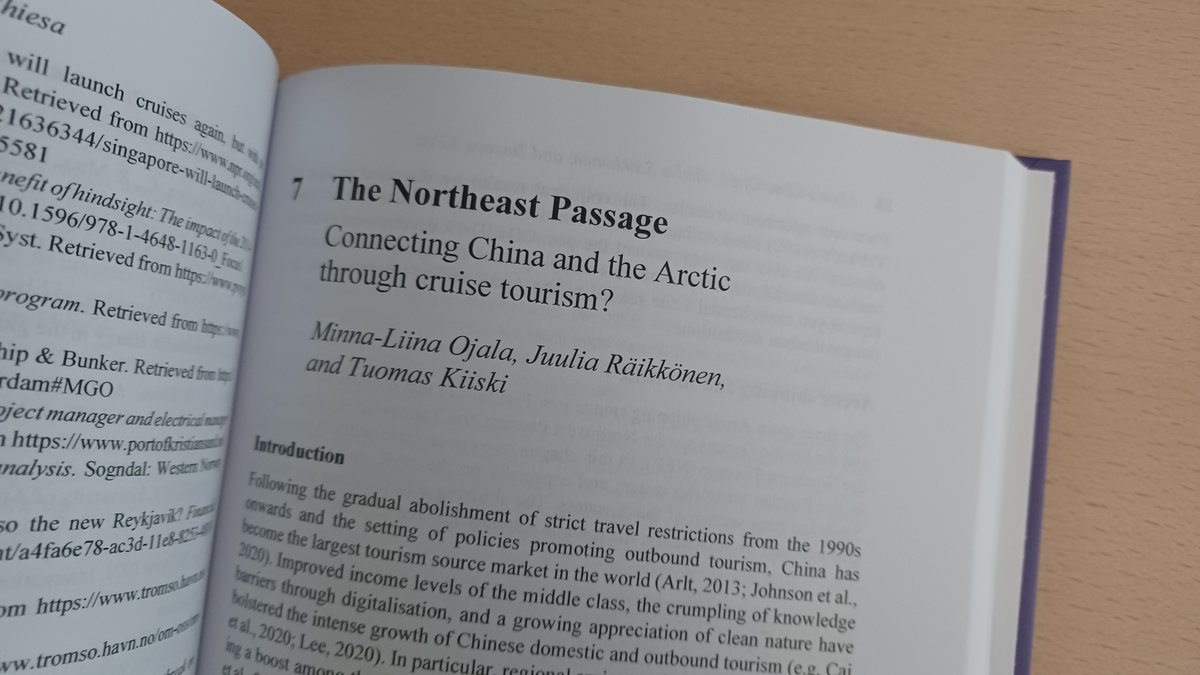 Got the hardback featuring my very first book chapter – w/ @juuraikko & Kiiski. We took a look at shipping and #cruises in #Arctic Russia and Chinese #tourism. If interested, see my pp-slides seafile.utu.fi/f/1112bd63595d… and check the book taylorfrancis.com/chapters/edit/…. #NortheastPassage