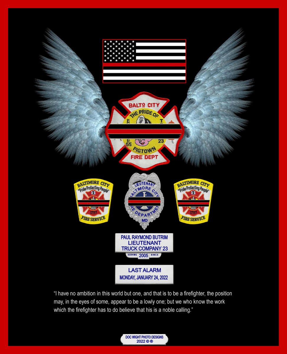 docwpd's tweet photo. @BaltimoreFire “I have no ambition in this world but one, and that is to be a firefighter, the position may, in the eyes of some, appear to be a lowly one; but we who know the work which the firefighter has to do believe that his is a noble calling.” https://t.co/EsyYpdCafp