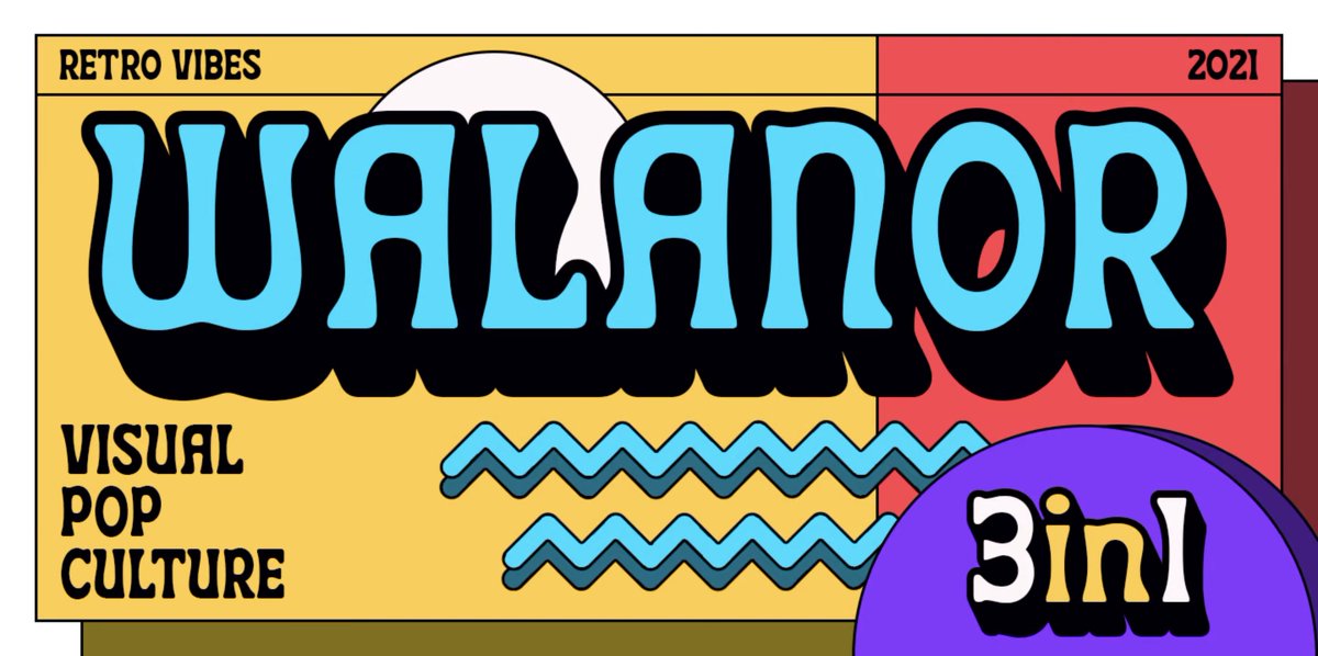 MyFonts's tweet photo. Walanor is a friendly psychedelic sans with outline and shadow accompaniments, brand new today from Indonesian foundry @konsstudio: https://t.co/FjT4DXFCFG https://t.co/4JyrwwLiQL
