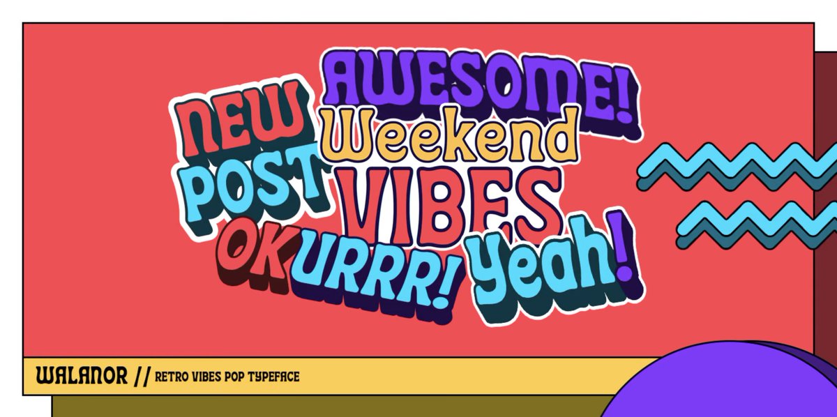 MyFonts's tweet photo. Walanor is a friendly psychedelic sans with outline and shadow accompaniments, brand new today from Indonesian foundry @konsstudio: https://t.co/FjT4DXFCFG https://t.co/4JyrwwLiQL
