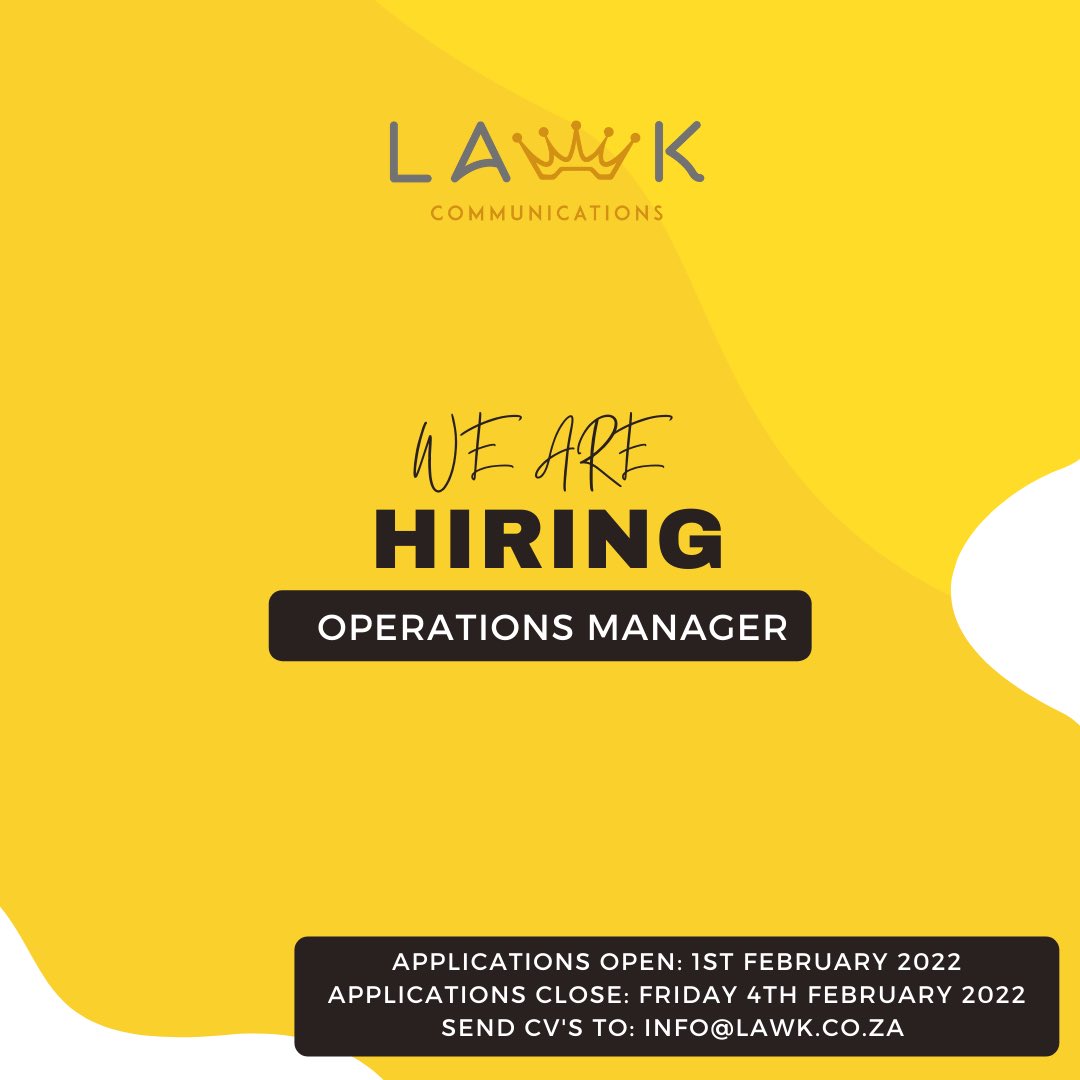 Lawk_Comm's tweet photo. We are hiring 🚀🚀🚀

#lawkcommunications #lawk #employment https://t.co/xQtsgBCM7a